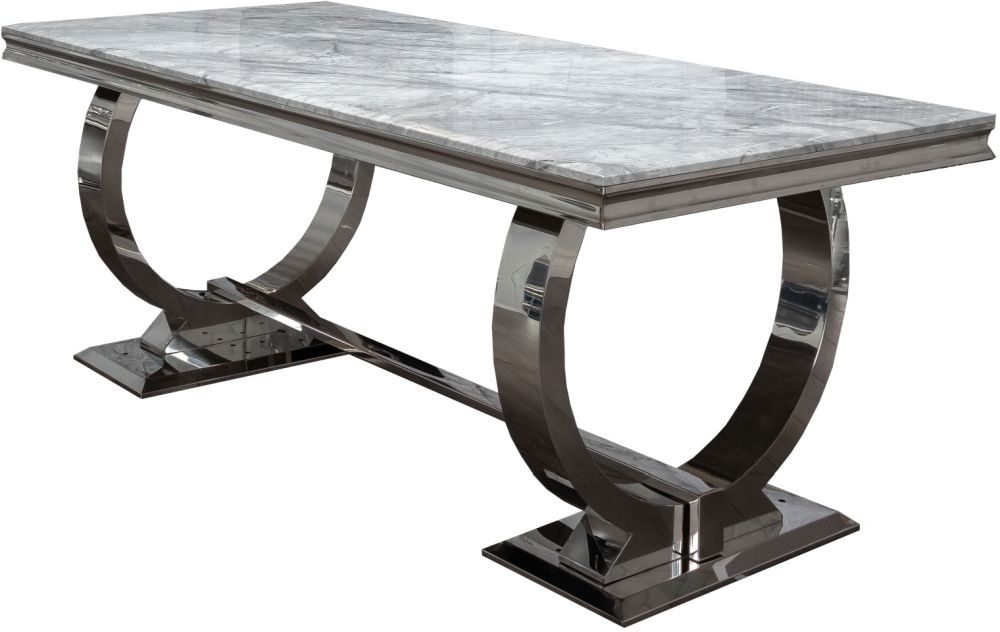 Chester 180cm Grey Faux Marble And Chrome Dining Table