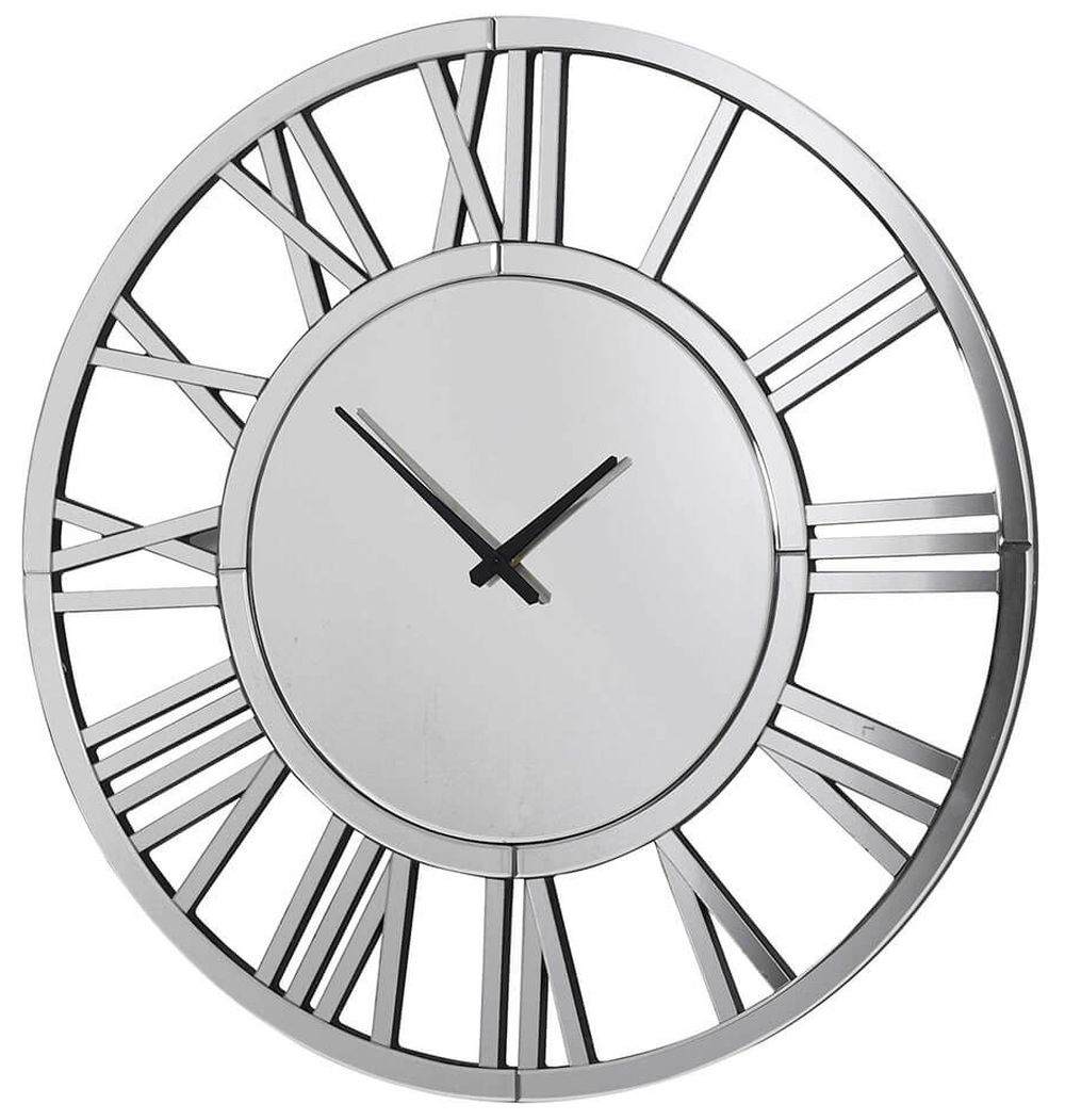 Silver Round Wall Clock 60cm X 60cm