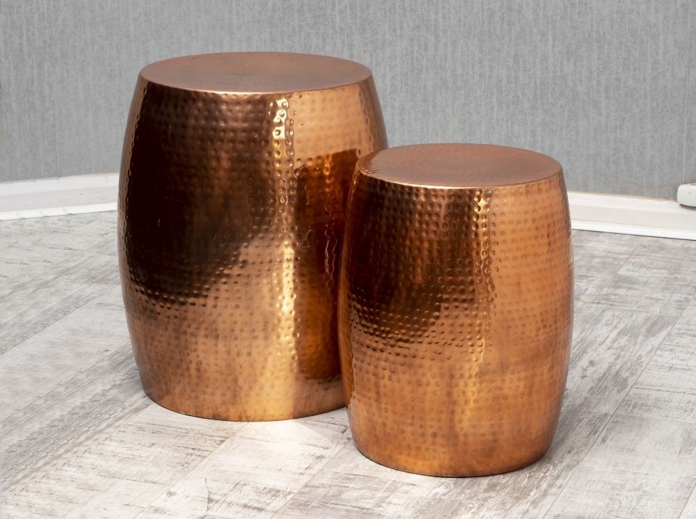 Clovis Aluminium Hammered Copper Side Table Set Of 2