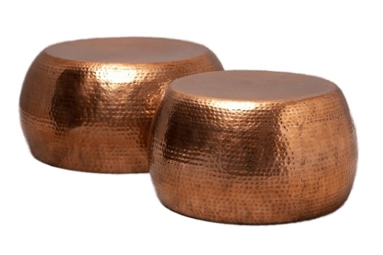 Clovis Aluminium Hammered Large Copper Coffee Table Set Of 2