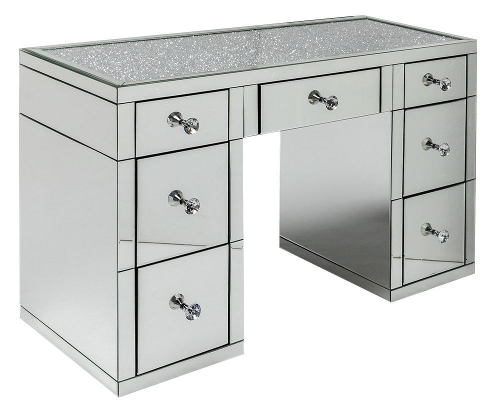 Danville Crushed Diamond Mirrored 7 Drawer Dressing Table