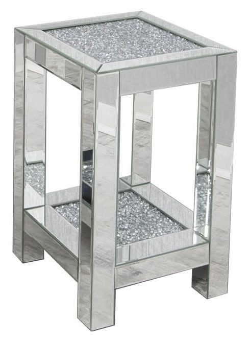 Danville Crushed Diamond Mirrored Square Side Table