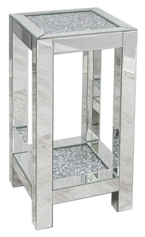 Danville Crushed Diamond Mirrored Large Square Side Table