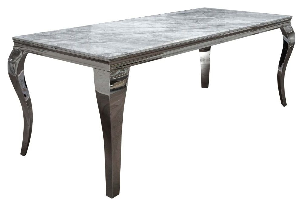 Davis 160cm Grey Faux Marble And Chrome Dining Table