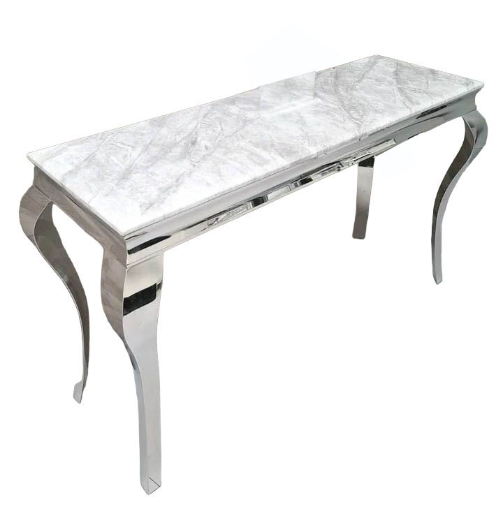Davis Grey Faux Marble And Chrome Console Table