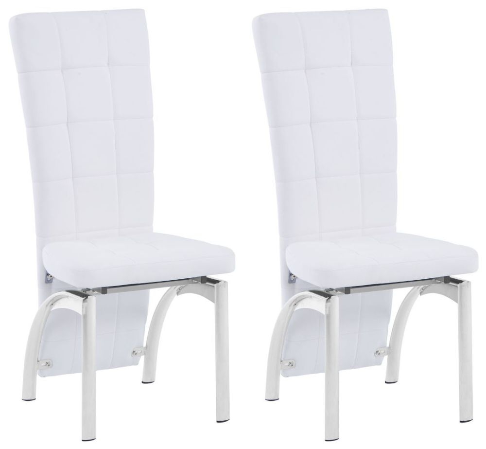 Feria White Faux Leather Dining Chair Pair
