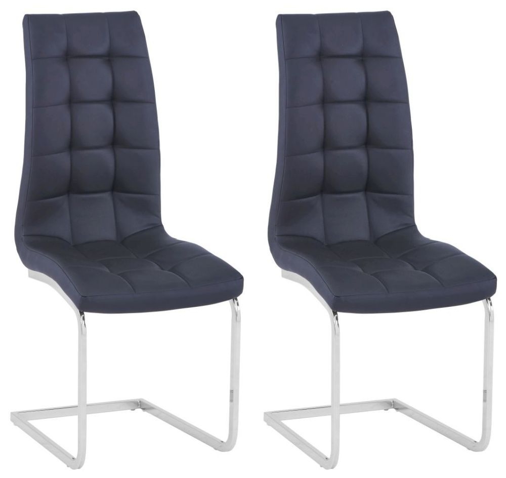 Lomax Black Faux Leather Dining Chair Pair