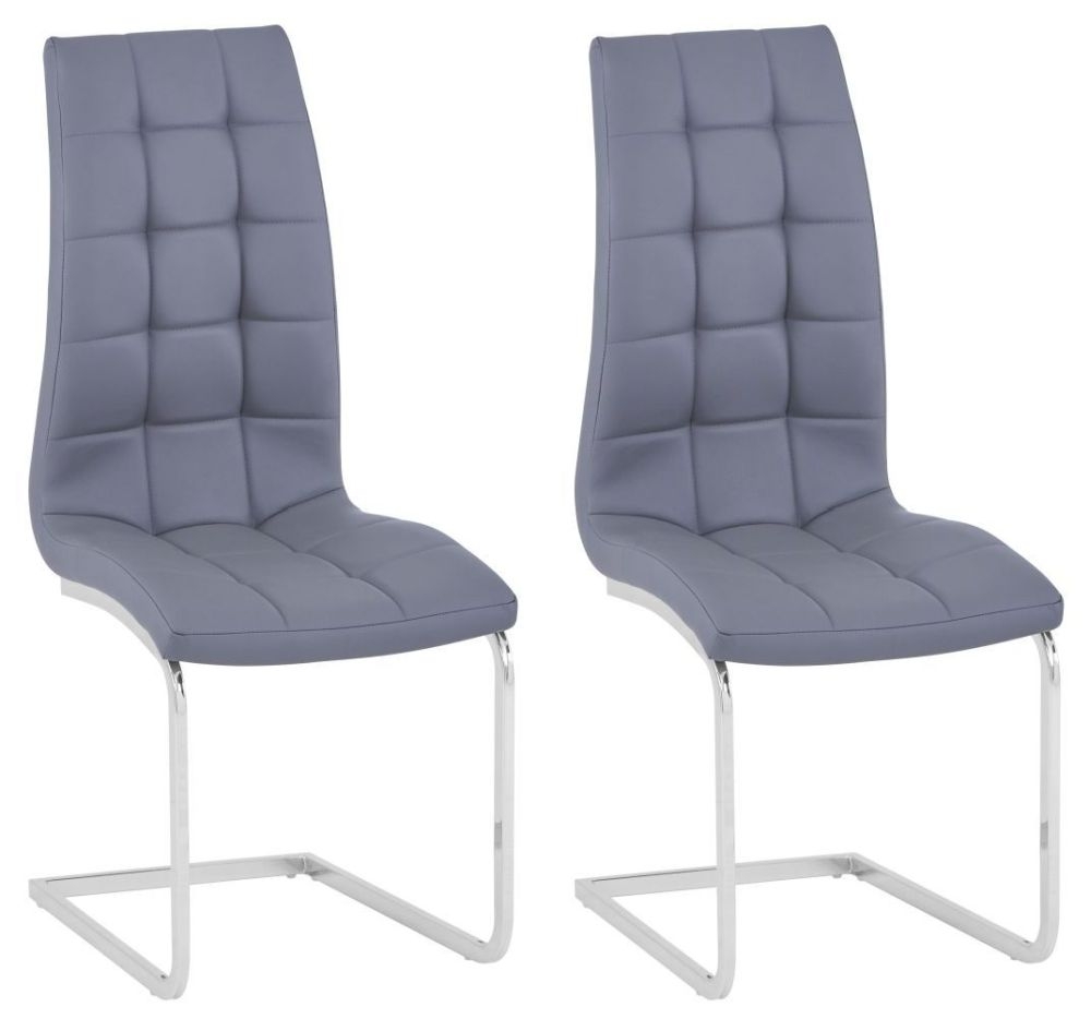 Lomax Grey Faux Leather Dining Chair Pair