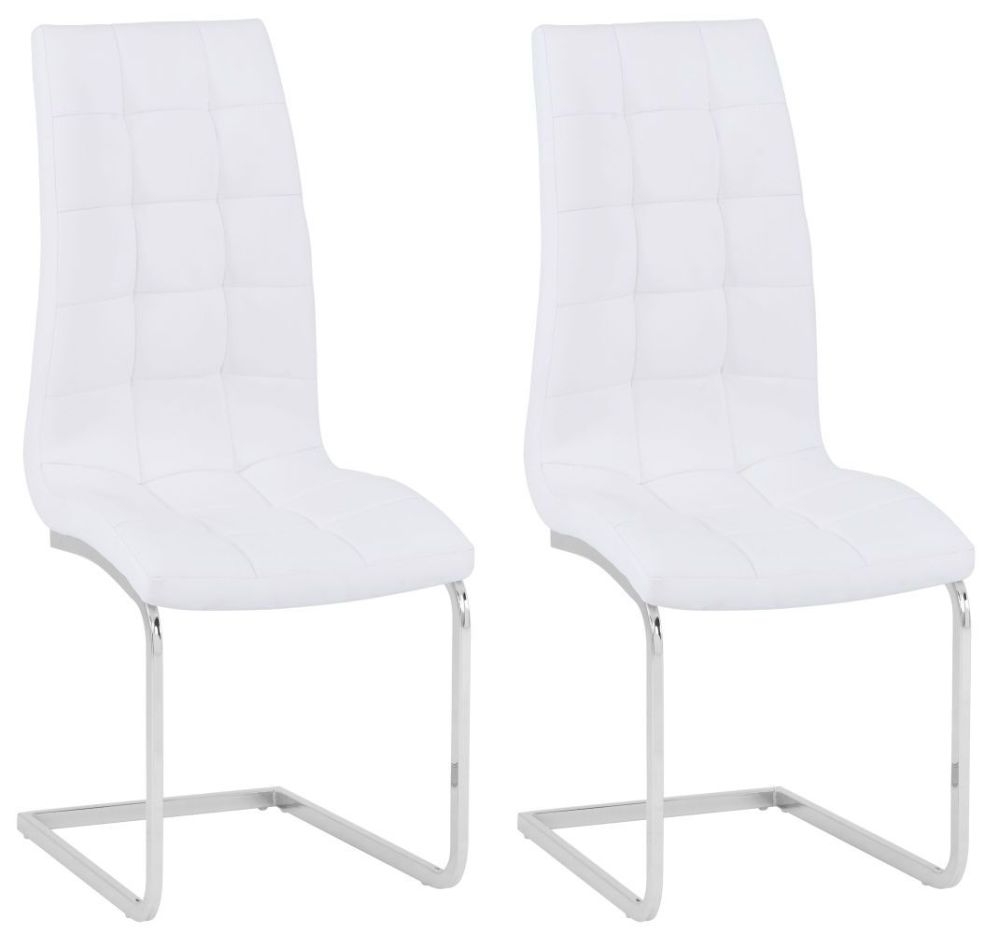 Lomax White Faux Leather Dining Chair Pair