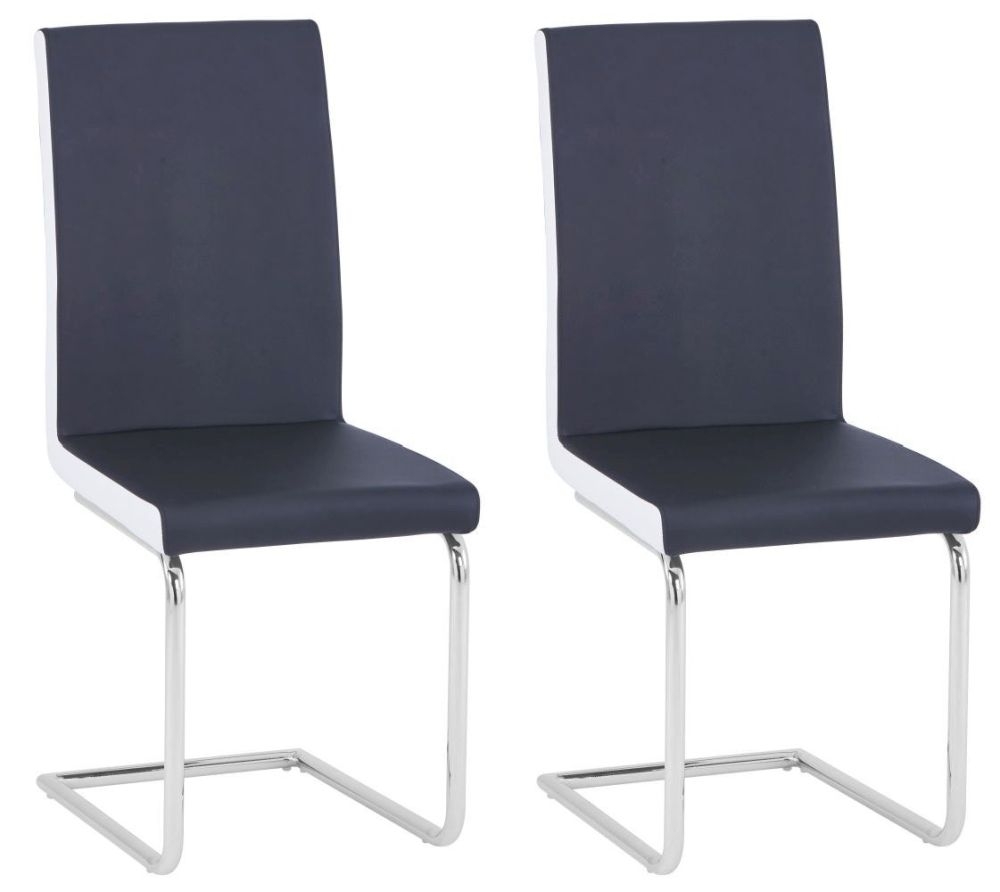 Natalia Black Faux Leather Dining Chair Pair
