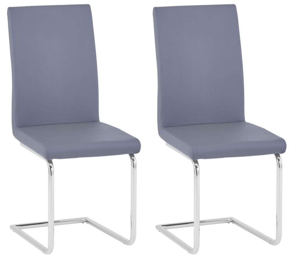 Natalia Grey Faux Leather Dining Chair Pair