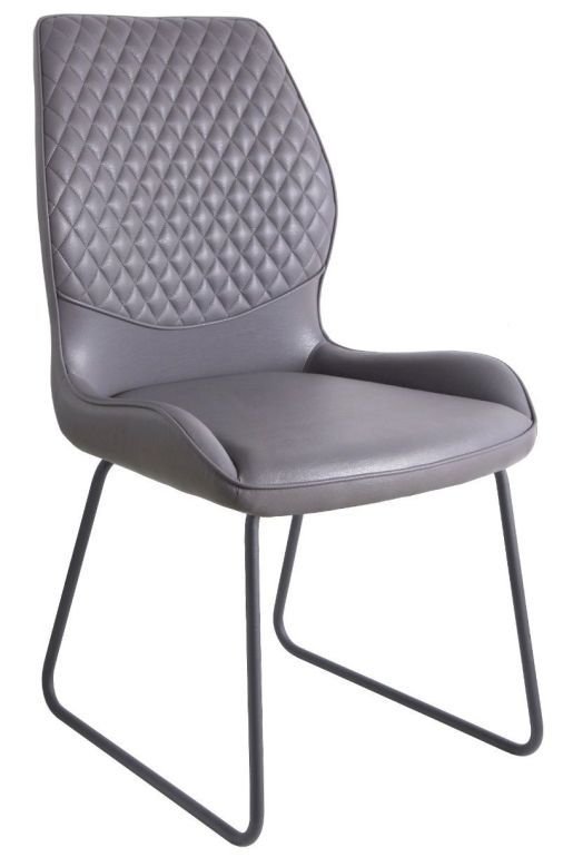 Dowell Light Grey Faux Leather Dining Chair Sold In Pairs