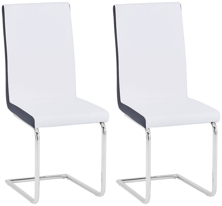 Natalia White Faux Leather Dining Chair Pair