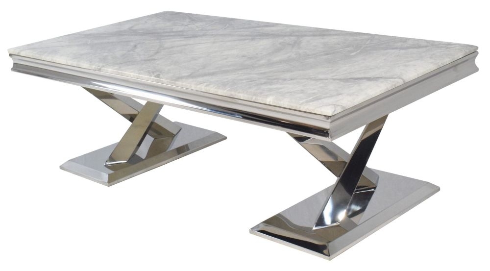 Durham Grey Faux Marble And Chrome Coffee Table