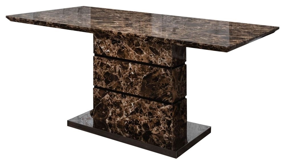 Carville Brown High Gloss Marble Effect Dining Table Clearance Fss12527