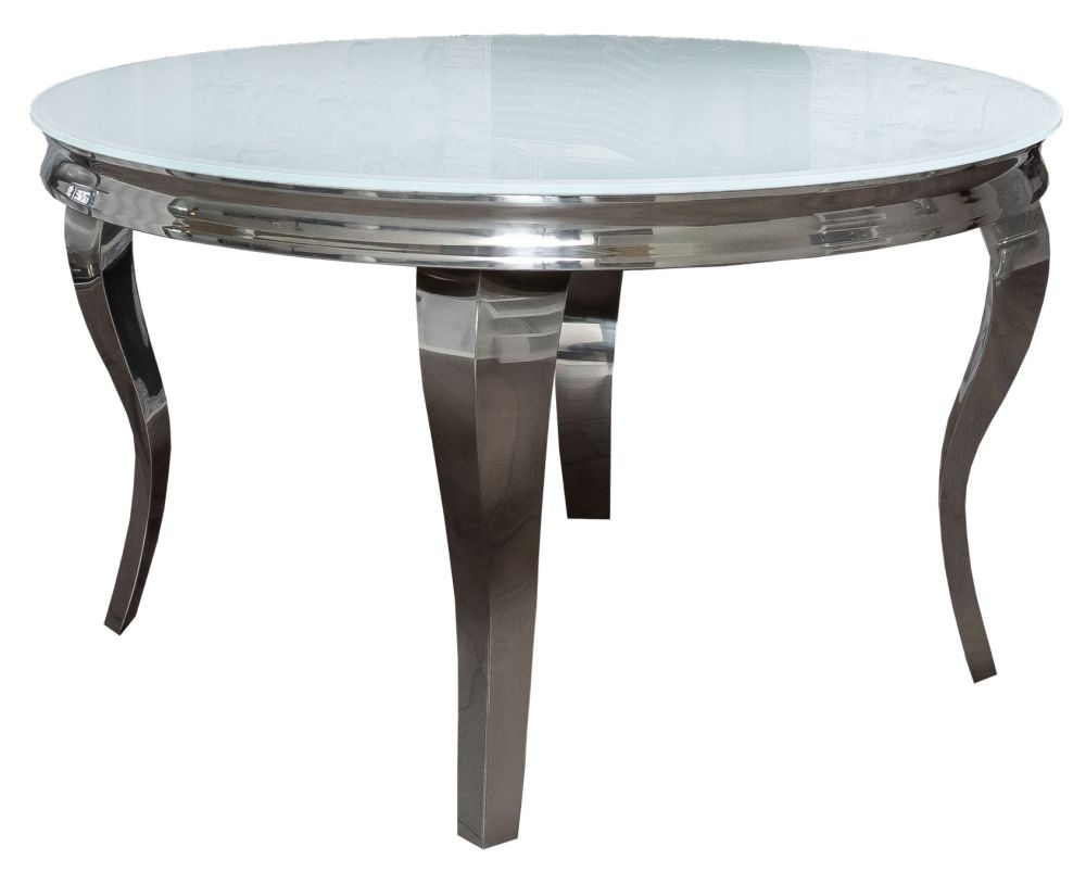 Finley Ceramic Effect White Glass 130cm Round Dining Table