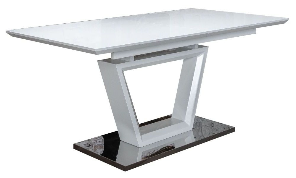 Harmony White High Gloss Extending Dining Table