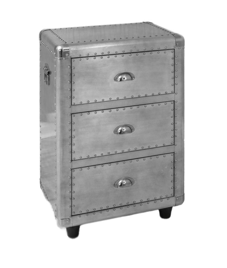 Kent Aluminium 3 Drawer Bedside Cabinet