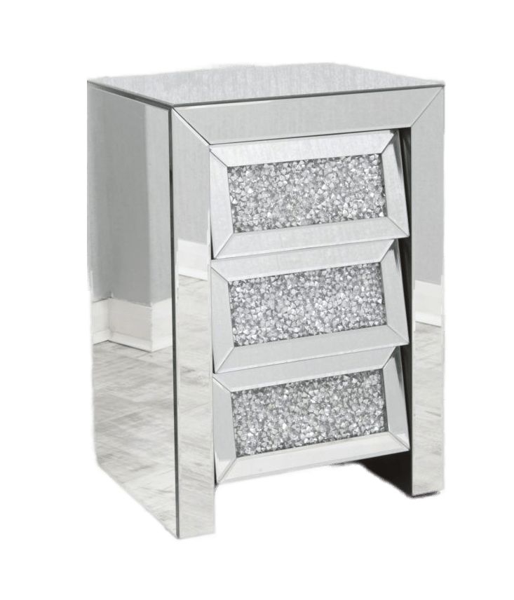 Lyden Crushed Diamond Mirrored Angled Bedside Cabinet