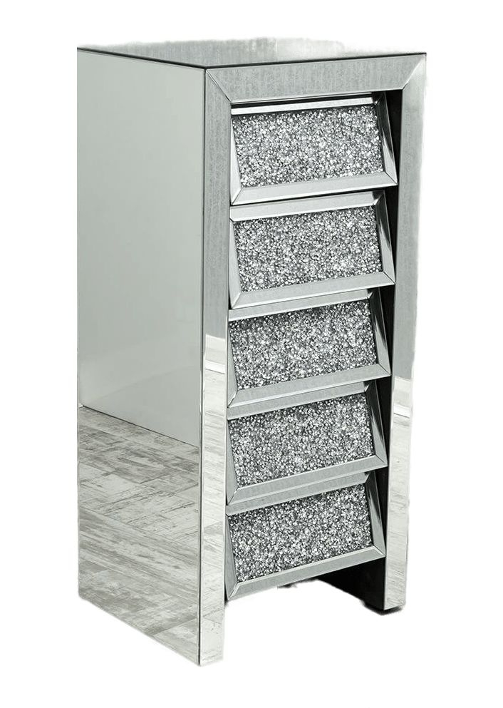 Lyden Crushed Diamond Mirrored Angled Tallboy