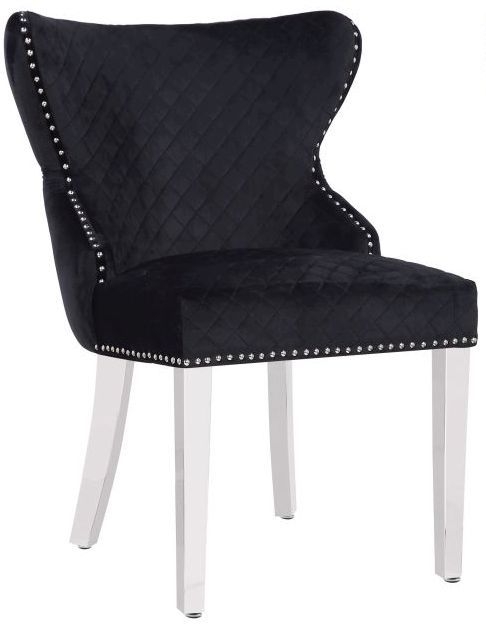 Madison Black Fabric Lion Tufted Knockerback Dining Chair Sold In Pairs
