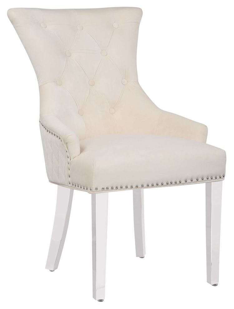 Madison Cream Fabric Lion Knockerback Dining Chair Sold In Pairs