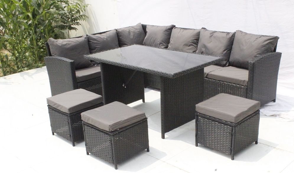 Morgan Rattan Garden Corner Sofa With Stool Set