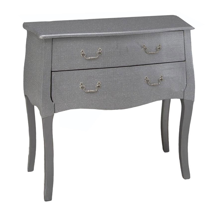 Reno Silver Faux Leather 2 Drawer Chest