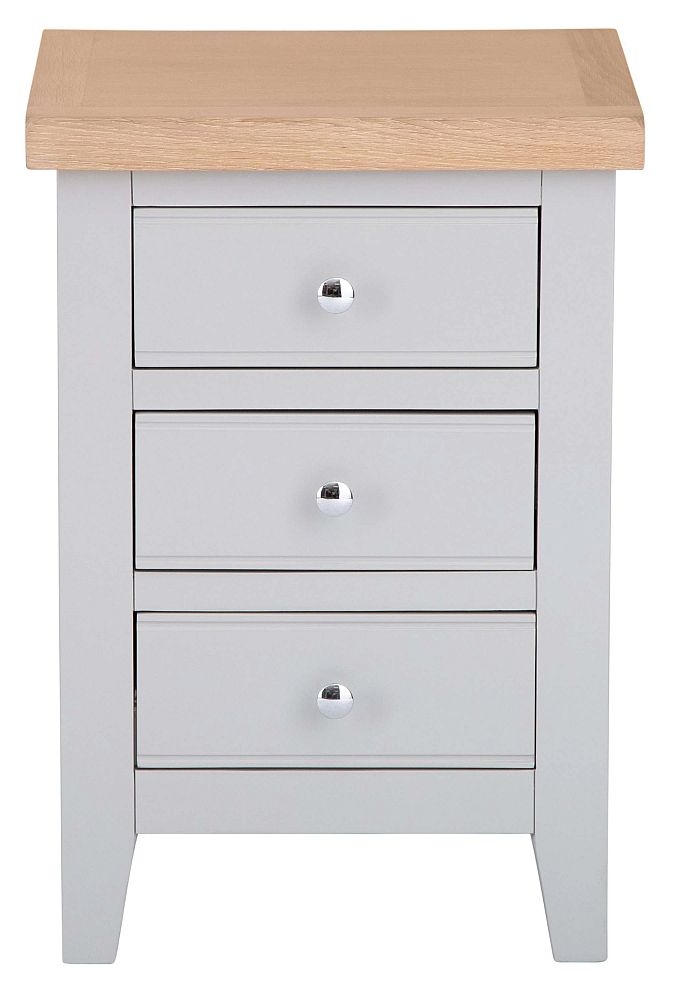 Aberdare Oak And Grey Painted 3 Drawer Large Bedside Cabinet