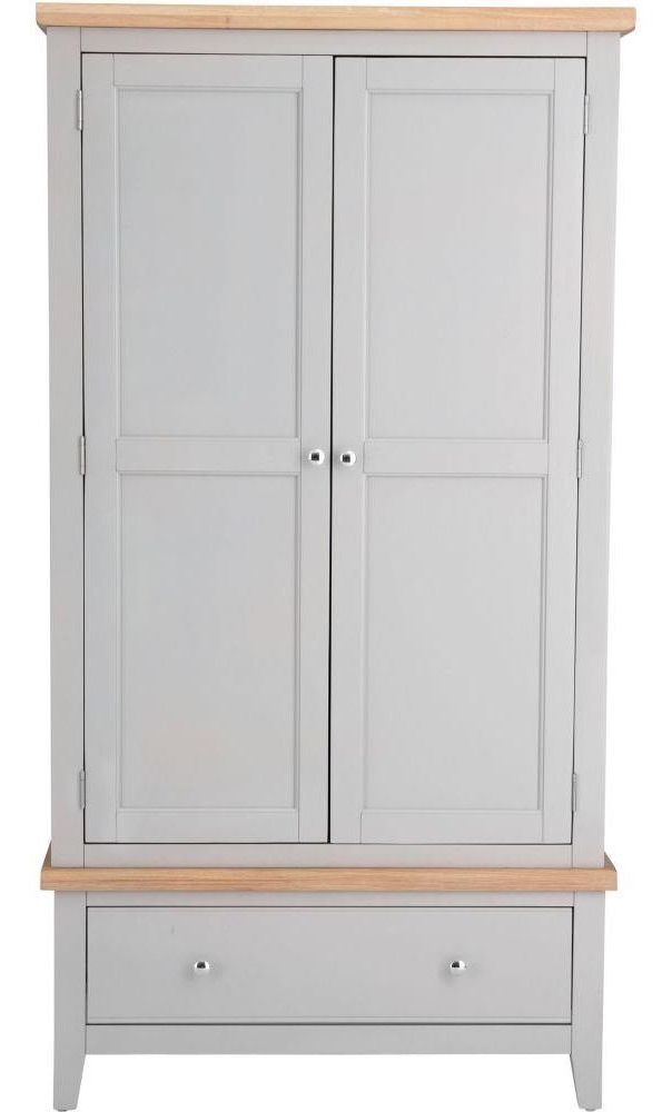 Aberdare Oak And Grey Painted 2 Door 1 Drawer Combi Wardrobe