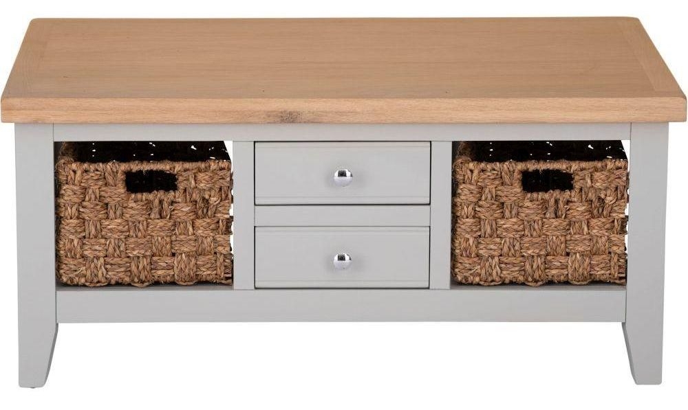Aberdare Oak And Grey Painted 2 Drawer Coffee Table