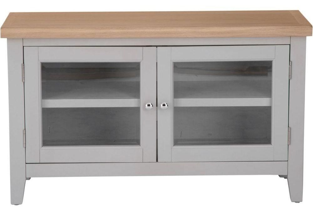 Aberdare Oak And Grey Painted 2 Door Standard Tv Unit