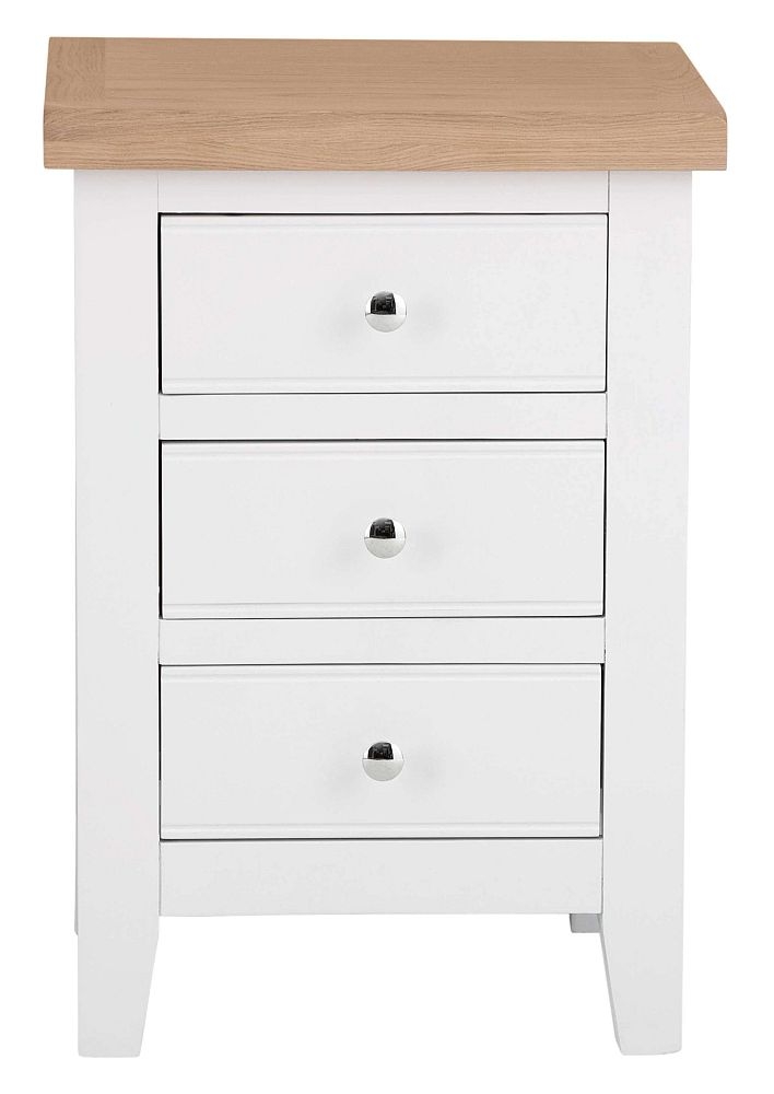 Aberdare Oak And White Painted 3 Drawer Large Bedside Cabinet