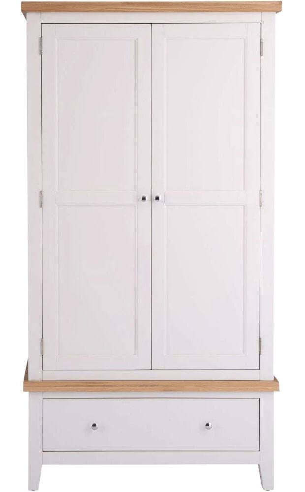Aberdare Oak And White Painted 2 Door 1 Drawer Combi Wardrobe