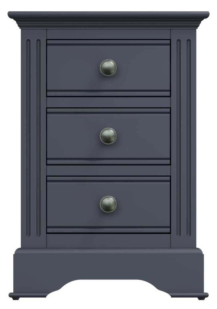 Ashby Midnight Grey Painted 3 Drawer Bedside Cabinet