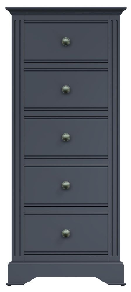 Ashby Midnight Grey Painted 5 Drawer Tall Chest