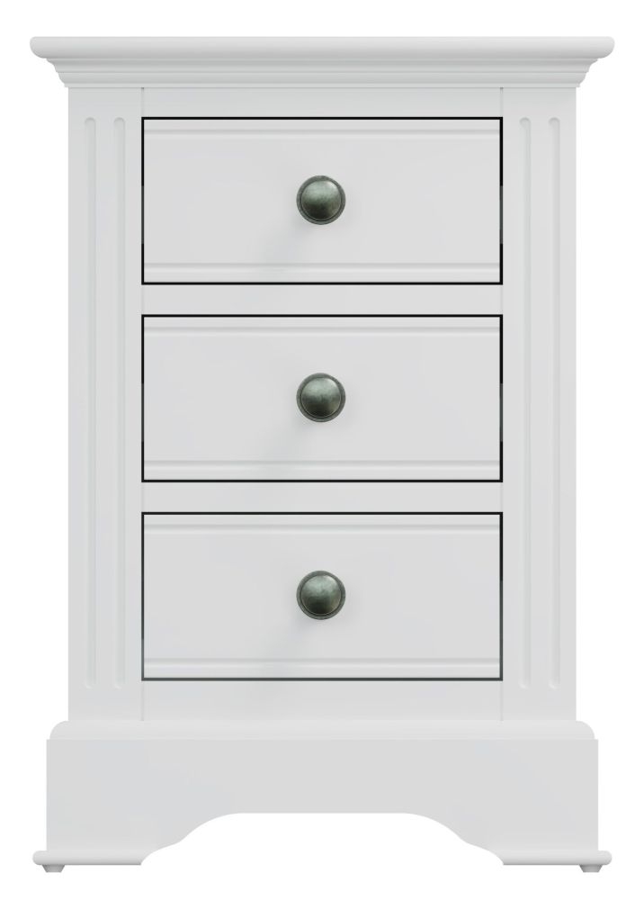 Ashby White Painted 3 Drawer Bedside Cabinet