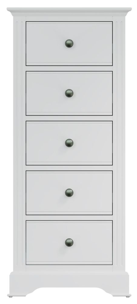 Ashby White Painted 5 Drawer Tall Chest