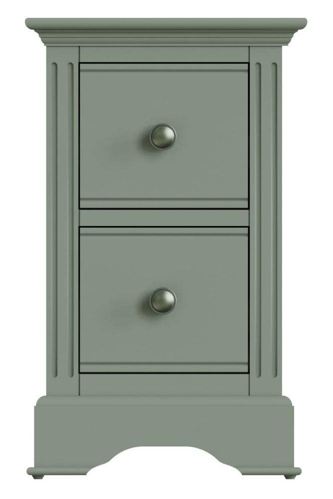 Baldwin Green Painted 2 Drawer Small Bedside Cabinet