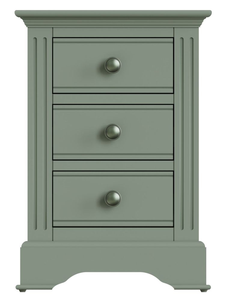 Baldwin Green Painted 3 Drawer Large Bedside Cabinet