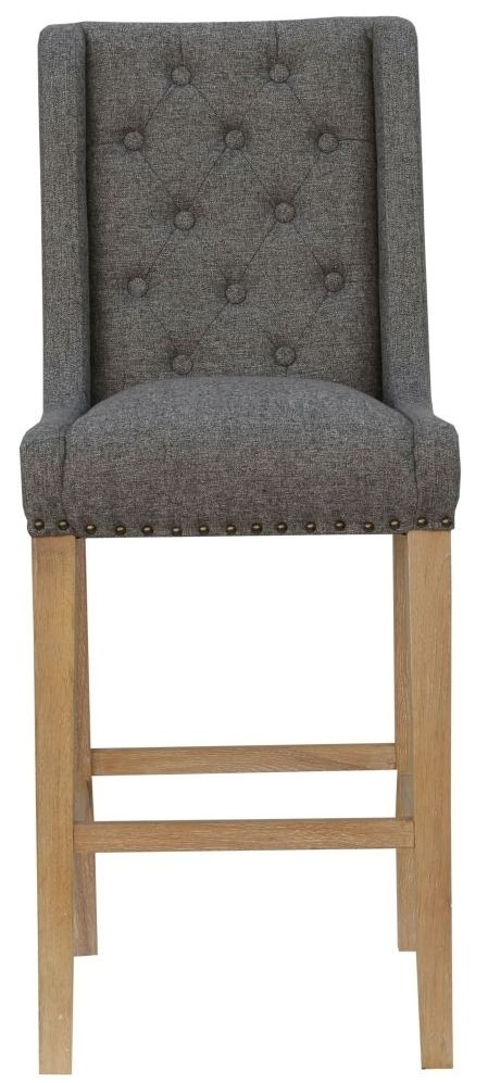 Dark Grey Fabric Button Back Barstool Sold In Pairs
