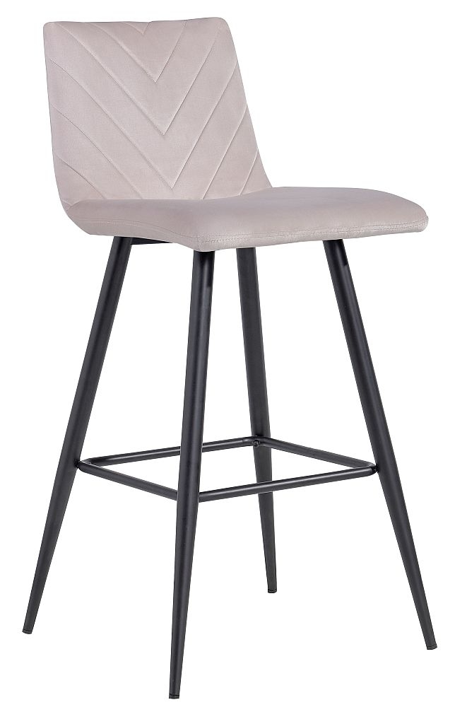 Retro Taupe Velvet Fabric Barstool Sold In Pairs