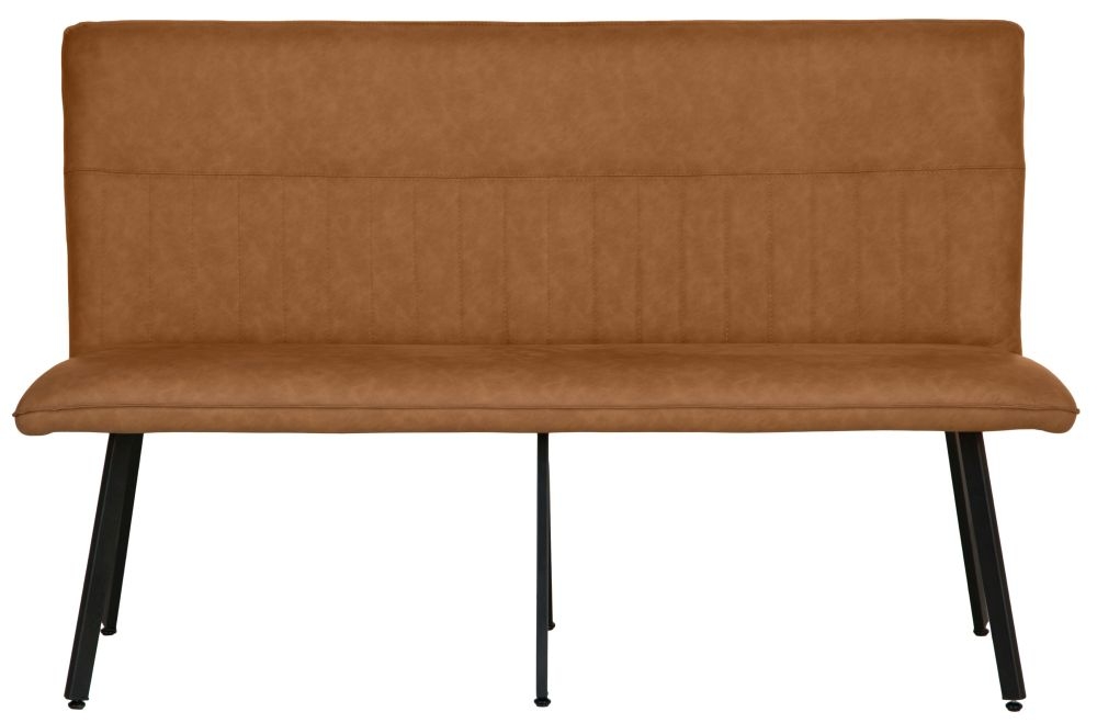 Tan Faux Leather 130cm Dining Bench