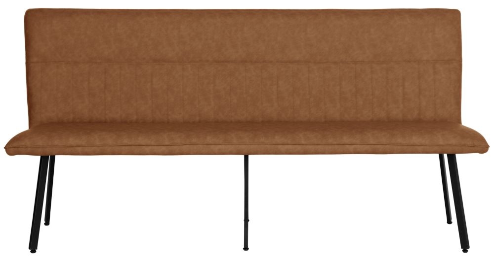 Tan Faux Leather 180cm Dining Bench