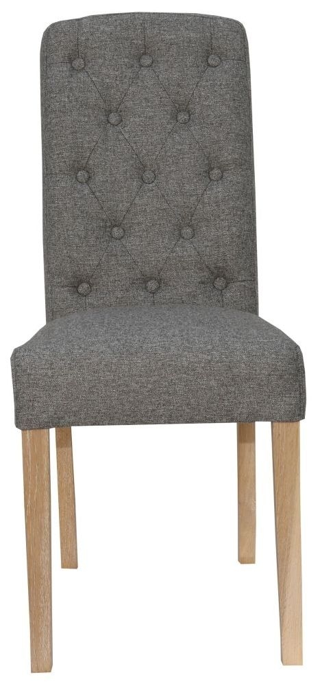 Dark Grey Fabric Button Back Dining Chair Sold In Pairs