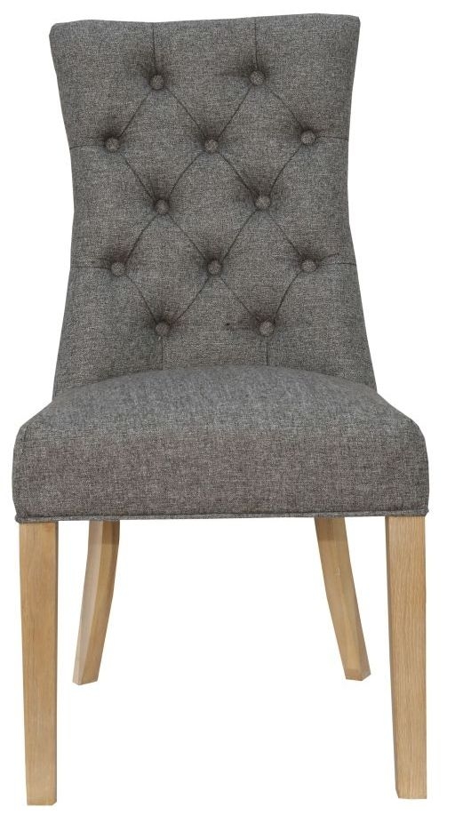 Dark Grey Fabric Curved Button Back Dining Chair Sold In Pairs