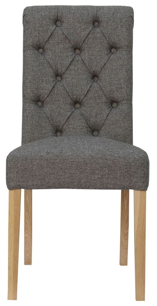 Dark Grey Fabric Scroll Back Dining Chair Sold In Pairs