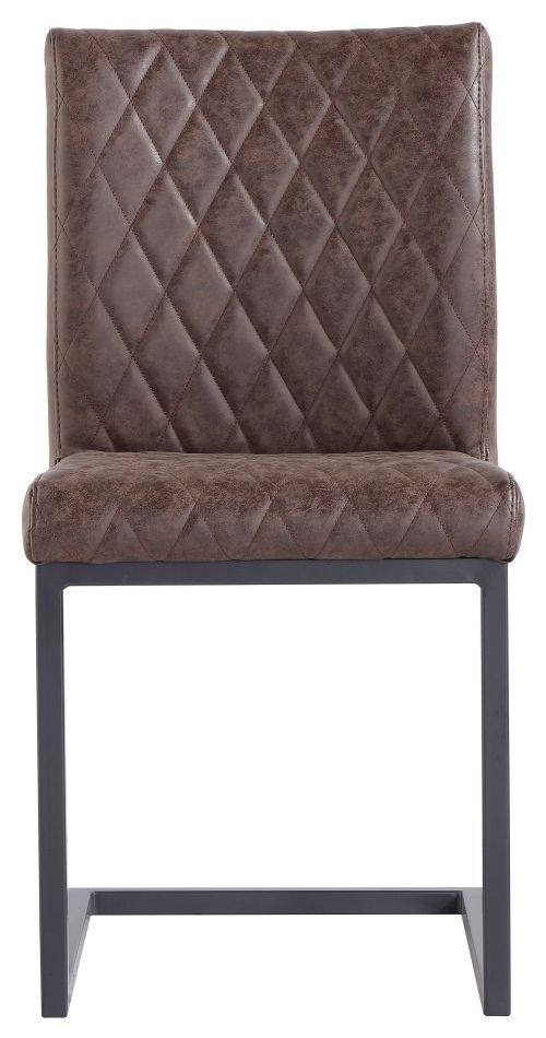 Diamond Stitch Brown Faux Leather Dining Chair Sold In Pairs