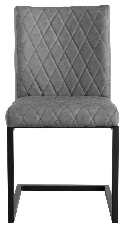 Diamond Stitch Grey Faux Leather Dining Chair Sold In Pairs