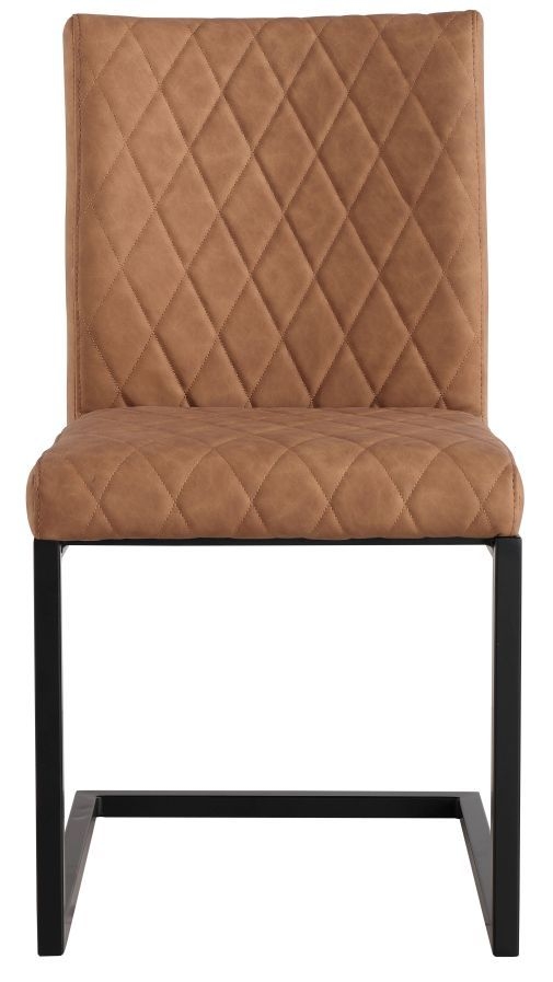 Diamond Stitch Tan Faux Leather Dining Chair Sold In Pairs